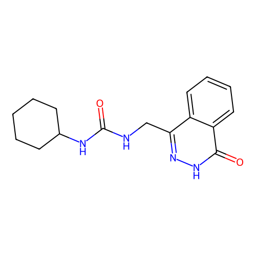 1-cyclohexyl-3-[(4-oxo-3H-phthalazin-1-yl)methyl]urea structure
