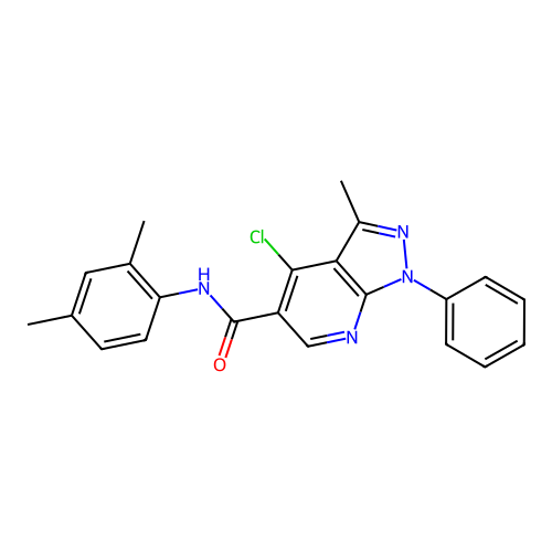 4-chloro-N-(2,4-dimethylphenyl)-3-methyl-1-phenyl-1H-pyrazolo[3,4-b]pyridine-5-carboxamide structure