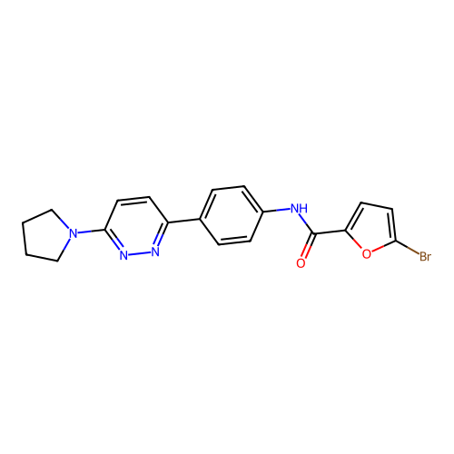 5-bromo-N-(4-(6-(pyrrolidin-1-yl)pyridazin-3-yl)phenyl)furan-2-carboxamide structure