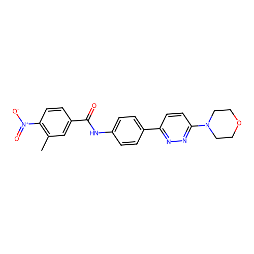 3-methyl-N-(4-(6-morpholinopyridazin-3-yl)phenyl)-4-nitrobenzamide structure