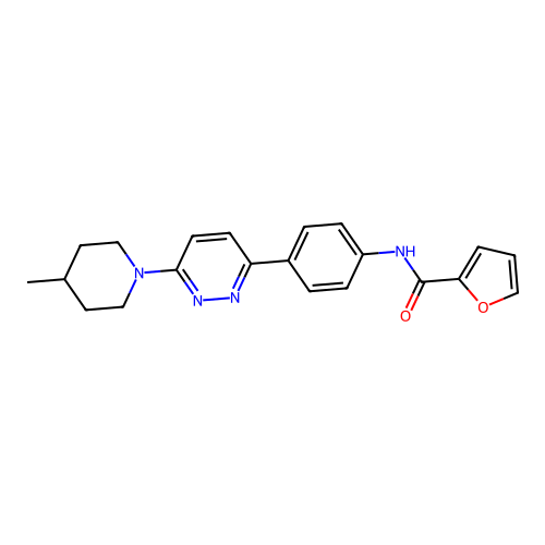 N-[4-[6-(4-methylpiperidin-1-yl)pyridazin-3-yl]phenyl]furan-2-carboxamide structure