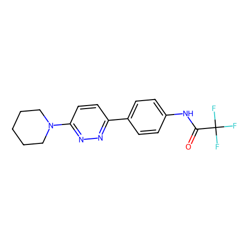 2,2,2-trifluoro-N-(4-(6-(piperidin-1-yl)pyridazin-3-yl)phenyl)acetamide structure