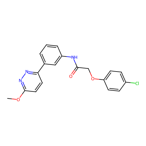 2-(4-chlorophenoxy)-N-[3-(6-methoxypyridazin-3-yl)phenyl]acetamide structure