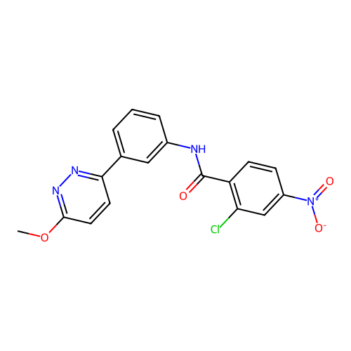 2-chloro-N-[3-(6-methoxypyridazin-3-yl)phenyl]-4-nitrobenzamide structure