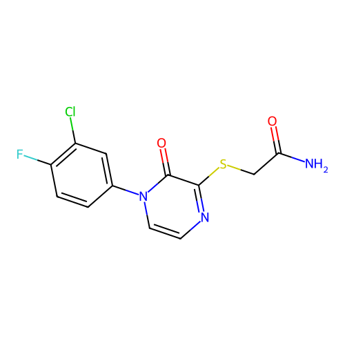 2-[4-(3-Chloro-4-fluorophenyl)-3-oxopyrazin-2-yl]sulfanylacetamide structure