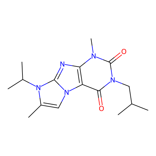 3-isobutyl-8-isopropyl-1,7-dimethyl-1H-imidazo[2,1-f]purine-2,4(3H,8H)-dione structure