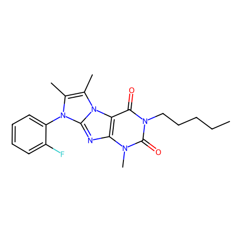 6-(2-Fluorophenyl)-4,7,8-trimethyl-2-pentylpurino[7,8-a]imidazole-1,3-dione structure