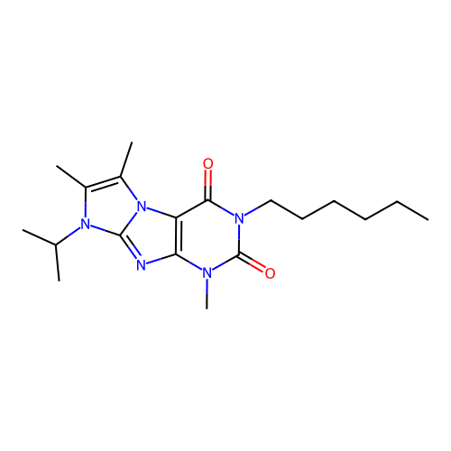 2-Hexyl-4,7,8-trimethyl-6-propan-2-ylpurino[7,8-a]imidazole-1,3-dione structure