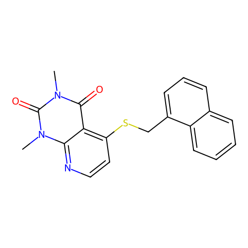 1,3-Dimethyl-5-(naphthalen-1-ylmethylsulfanyl)pyrido[2,3-d]pyrimidine-2,4-dione structure