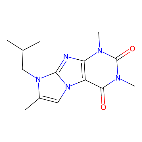 8-isobutyl-1,3,7-trimethyl-1H-imidazo[2,1-f]purine-2,4(3H,8H)-dione structure
