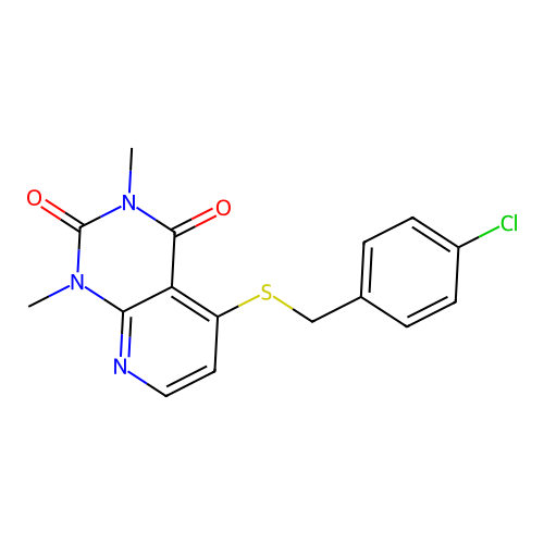 5-[(4-Chlorophenyl)methylsulfanyl]-1,3-dimethylpyrido[2,3-d]pyrimidine-2,4-dione structure