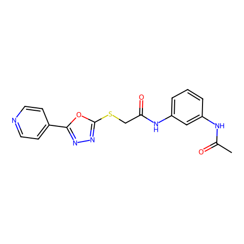N-(3-acetamidophenyl)-2-((5-(pyridin-4-yl)-1,3,4-oxadiazol-2-yl)thio)acetamide structure