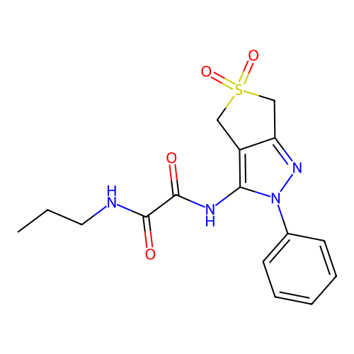 N'-(5,5-dioxo-2-phenyl-4,6-dihydrothieno[3,4-c]pyrazol-3-yl)-N-propyloxamide structure