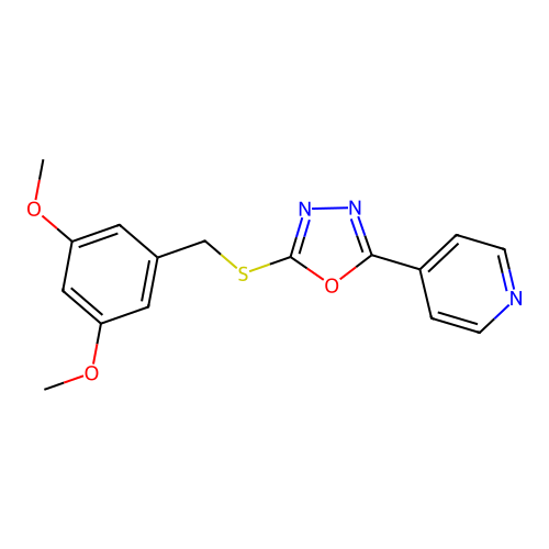 2-((3,5-Dimethoxybenzyl)thio)-5-(pyridin-4-yl)-1,3,4-oxadiazole structure