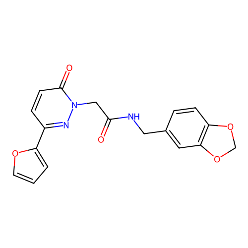 N-(1,3-benzodioxol-5-ylmethyl)-2-[3-(furan-2-yl)-6-oxopyridazin-1-yl]acetamide structure