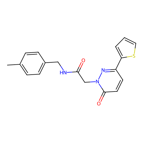 N-[(4-methylphenyl)methyl]-2-(6-oxo-3-thiophen-2-ylpyridazin-1-yl)acetamide structure