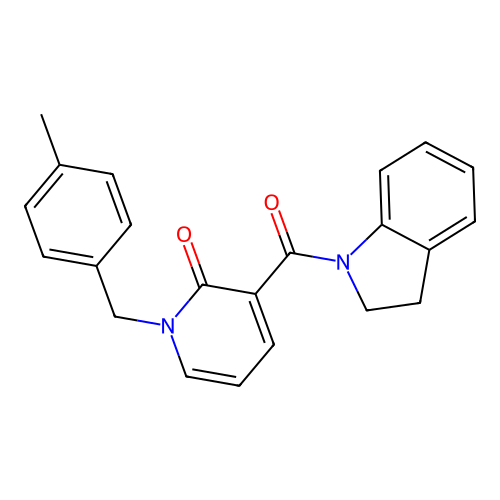 3-(indoline-1-carbonyl)-1-(4-methylbenzyl)pyridin-2(1H)-one structure