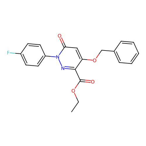 Ethyl 4-(benzyloxy)-1-(4-fluorophenyl)-6-oxo-1,6-dihydropyridazine-3-carboxylate structure