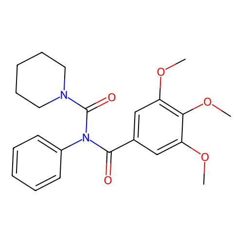 N-phenyl-N-(3,4,5-trimethoxybenzoyl)piperidine-1-carboxamide structure