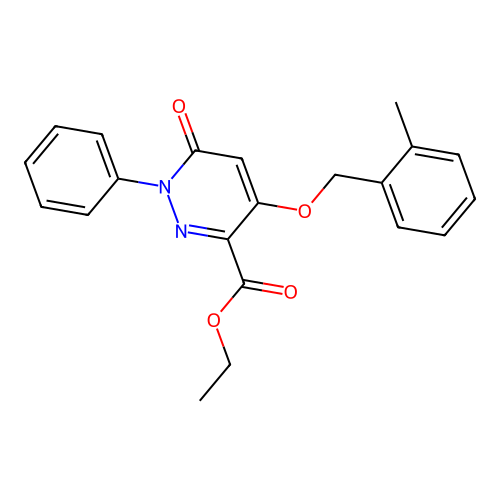 Ethyl 4-((2-methylbenzyl)oxy)-6-oxo-1-phenyl-1,6-dihydropyridazine-3-carboxylate structure