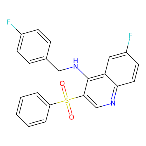3-(benzenesulfonyl)-6-fluoro-N-[(4-fluorophenyl)methyl]quinolin-4-amine structure