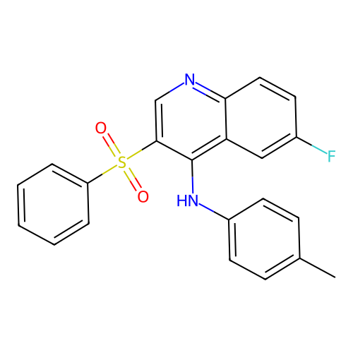 3-(benzenesulfonyl)-6-fluoro-N-(4-methylphenyl)quinolin-4-amine structure