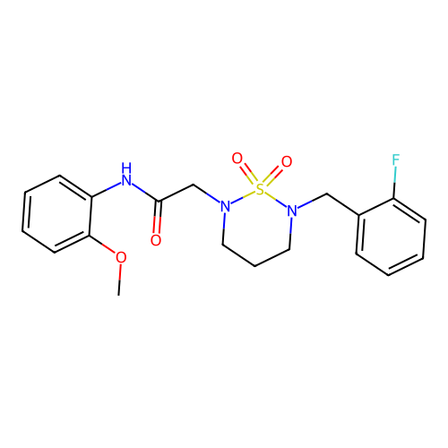 2-{6-[(2-fluorophenyl)methyl]-1,1-dioxo-1lambda6,2,6-thiadiazinan-2-yl}-N-(2-methoxyphenyl)acetamide structure