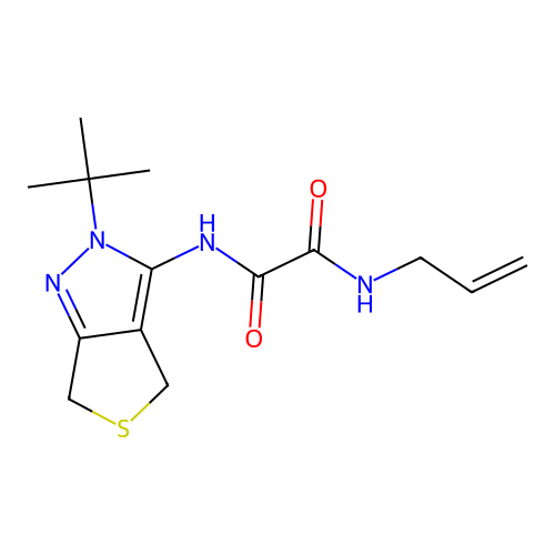 N'-(2-tert-butyl-4,6-dihydrothieno[3,4-c]pyrazol-3-yl)-N-prop-2-enyloxamide structure