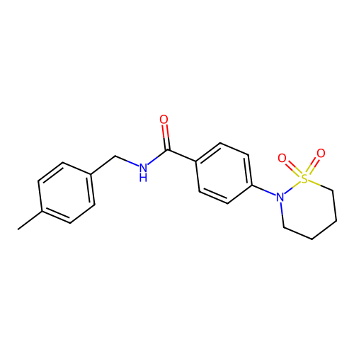 4-(1,1-dioxothiazinan-2-yl)-N-[(4-methylphenyl)methyl]benzamide structure