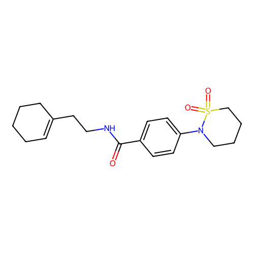 N-[2-(cyclohexen-1-yl)ethyl]-4-(1,1-dioxothiazinan-2-yl)benzamide structure