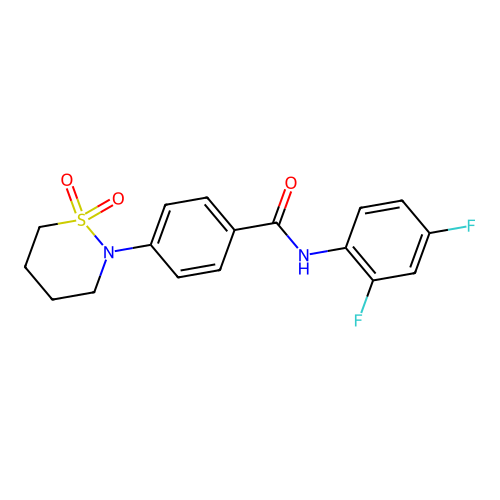 N-(2,4-difluorophenyl)-4-(1,1-dioxido-1,2-thiazinan-2-yl)benzamide structure