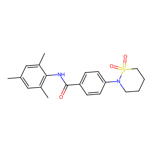 4-(1,1-dioxido-1,2-thiazinan-2-yl)-N-mesitylbenzamide structure