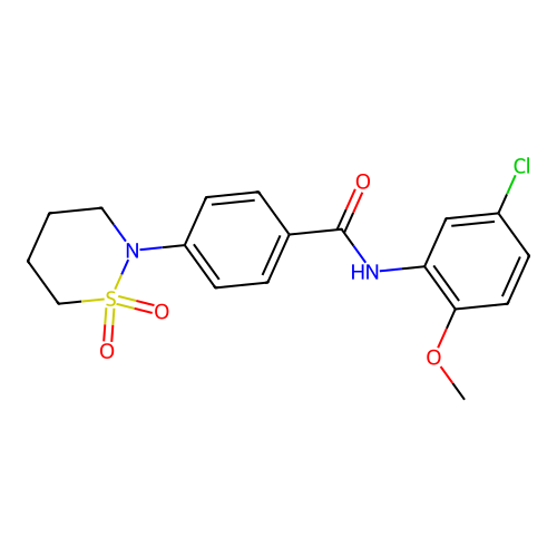 N-(5-chloro-2-methoxyphenyl)-4-(1,1-dioxothiazinan-2-yl)benzamide structure