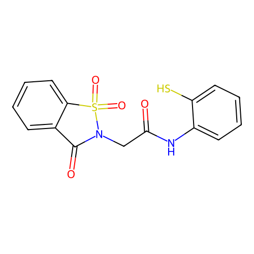 2-(1,1-dioxido-3-oxobenzo[d]isothiazol-2(3H)-yl)-N-(2-mercaptophenyl)acetamide structure