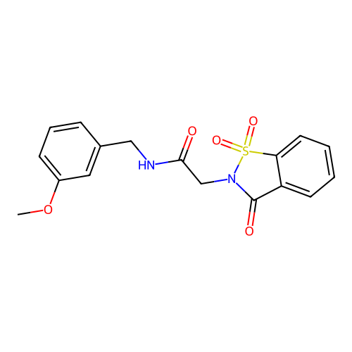 2-(1,1-dioxido-3-oxobenzo[d]isothiazol-2(3H)-yl)-N-(3-methoxybenzyl)acetamide structure