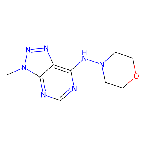 N-(3-methyl-3H-[1,2,3]triazolo[4,5-d]pyrimidin-7-yl)morpholin-4-amine structure
