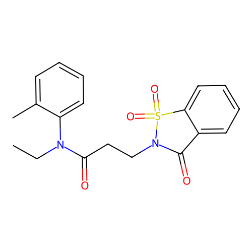 3-(1,1-dioxido-3-oxobenzo[d]isothiazol-2(3H)-yl)-N-ethyl-N-(o-tolyl)propanamide structure