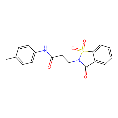 3-(1,1-dioxido-3-oxobenzo[d]isothiazol-2(3H)-yl)-N-(p-tolyl)propanamide structure