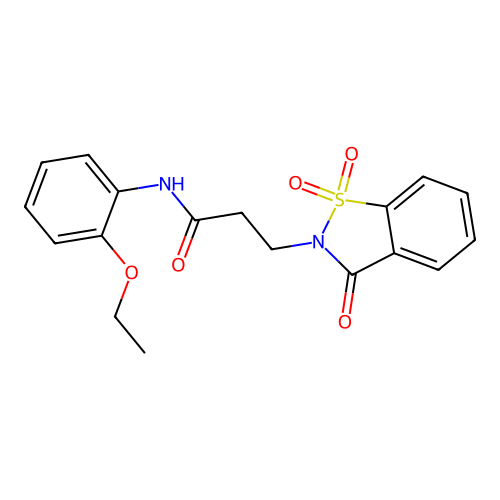 3-(1,1-dioxido-3-oxobenzo[d]isothiazol-2(3H)-yl)-N-(2-ethoxyphenyl)propanamide structure