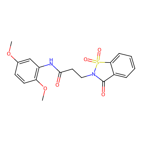 N-(2,5-dimethoxyphenyl)-3-(1,1,3-trioxo-1,2-benzothiazol-2-yl)propanamide structure