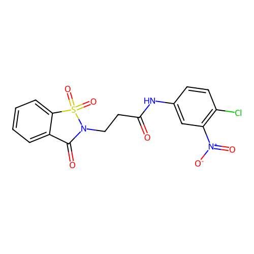 N-(4-chloro-3-nitrophenyl)-3-(1,1,3-trioxo-1,2-benzothiazol-2-yl)propanamide structure