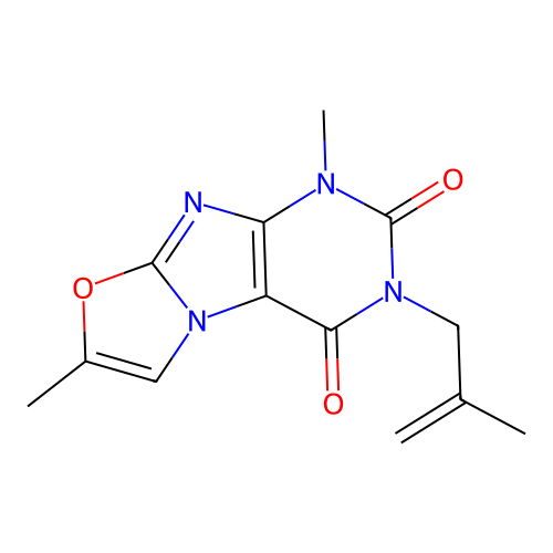 1,7-dimethyl-3-(2-methylallyl)oxazolo[2,3-f]purine-2,4(1H,3H)-dione structure