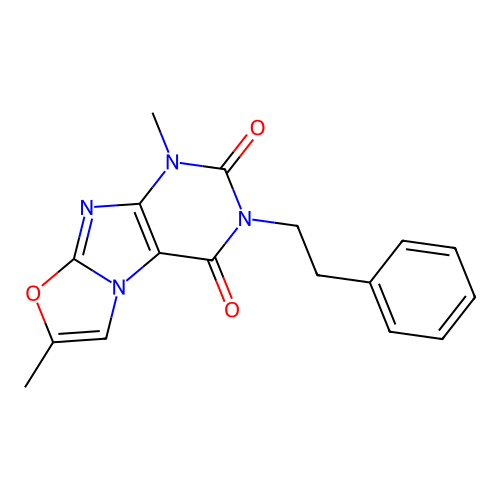 1,7-dimethyl-3-phenethyloxazolo[2,3-f]purine-2,4(1H,3H)-dione structure