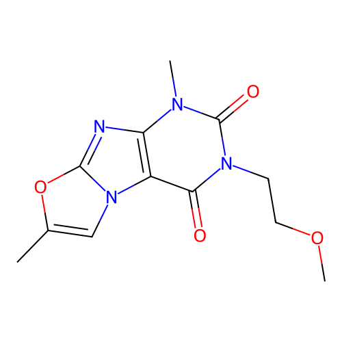 3-(2-methoxyethyl)-1,7-dimethyl[1,3]oxazolo[2,3-f]purine-2,4(1H,3H)-dione structure