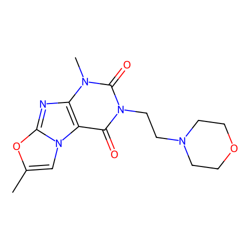1,7-dimethyl-3-(2-morpholinoethyl)oxazolo[2,3-f]purine-2,4(1H,3H)-dione structure
