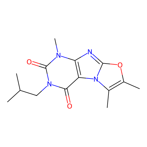 3-isobutyl-1,6,7-trimethyloxazolo[2,3-f]purine-2,4(1H,3H)-dione structure