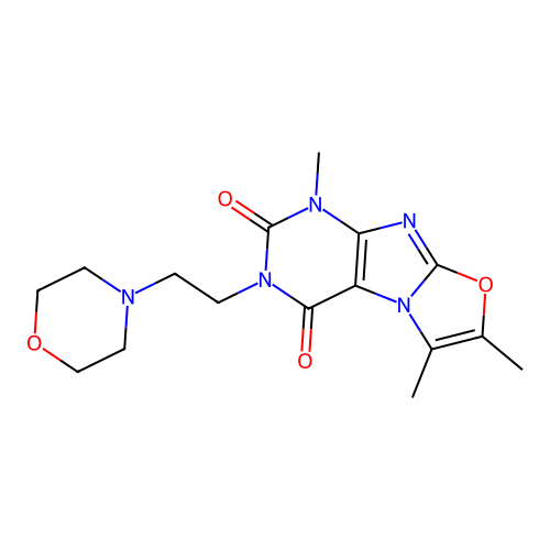 1,6,7-trimethyl-3-(2-morpholinoethyl)oxazolo[2,3-f]purine-2,4(1H,3H)-dione structure