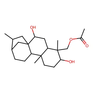 Kaurane-3,7,18-triol, 18-acetate, (3alpha,4beta,7beta)- structure
