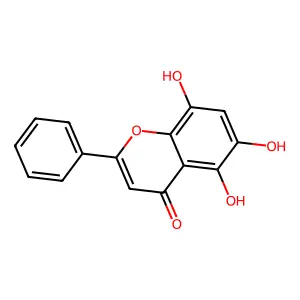 4H-1-Benzopyran-4-one, 5,6,8-trihydroxy-2-phenyl- structure