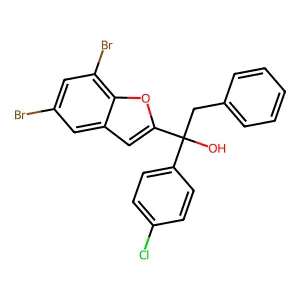 2-Benzofuranmethanol, 5,7-dibromo-alpha-(4-chlorophenyl)-alpha-(phenylmethyl)- structure